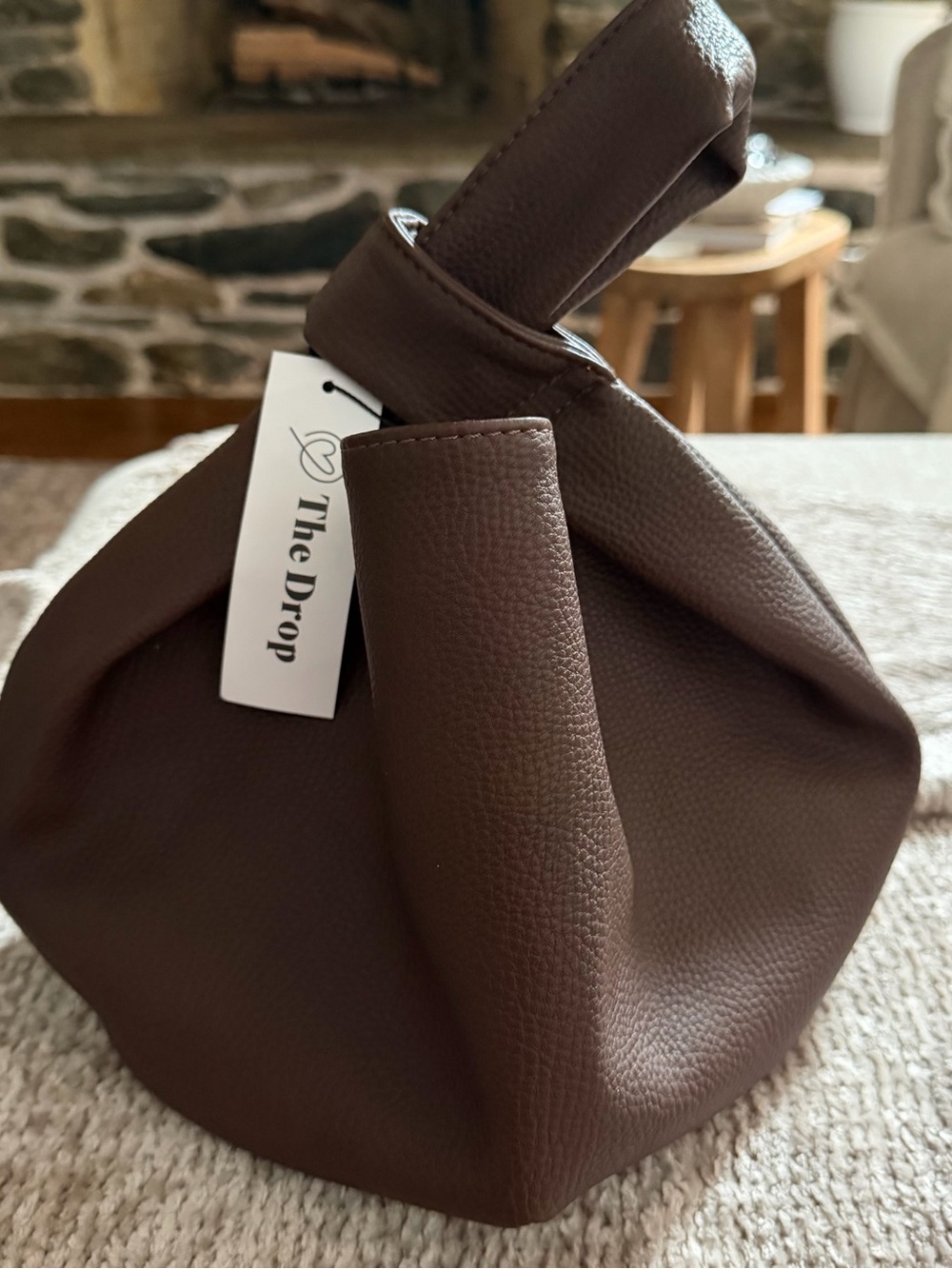 Brown Leather Knot Wrist Bag